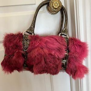 Red/pink furry purse